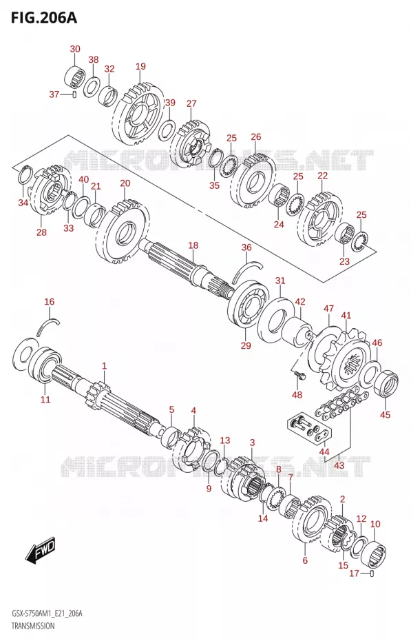 TRANSMISSION Suzuki MOTO 750 GSX-S 2021  GSX-S750A /​GSX-S750ZA M1 (E21)