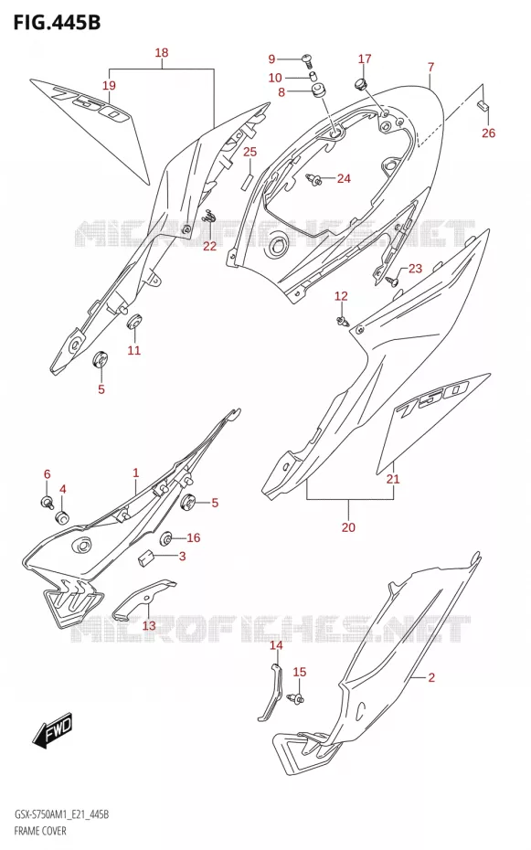 REAR FAIRINGS (GSX-S750ZA,GSX-S750UQZ,GSX-S750WQZ) Suzuki MOTO 750 GSX-S 2021  GSX-S750A /​GSX-S750ZA M1 (E21)