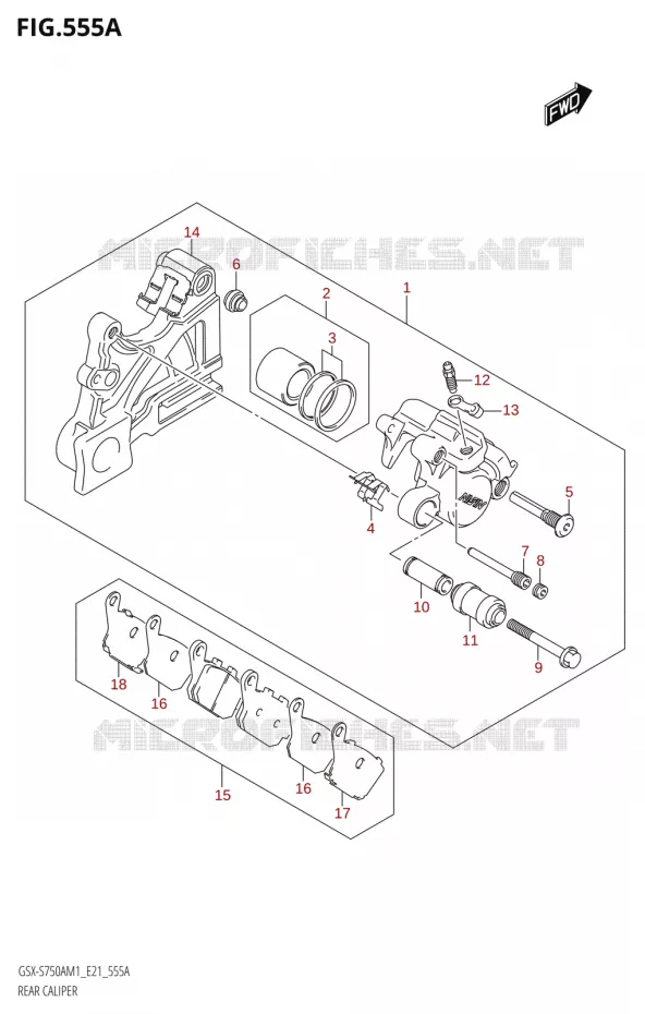 REAR CALIPER Suzuki MOTO 750 GSX-S 2021  GSX-S750A /​GSX-S750ZA M1 (E21)