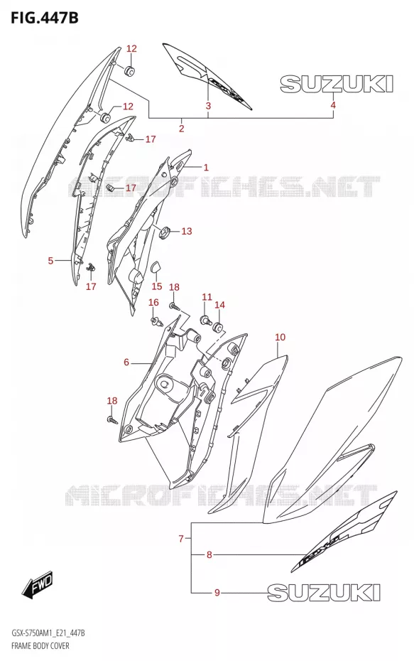 FAIRINGDY COVER (GSX-S750ZA,GSX-S750UQZ,GSX-S750WQZ) Suzuki MOTO 750 GSX-S 2021  GSX-S750A /​GSX-S750ZA M1 (E21)