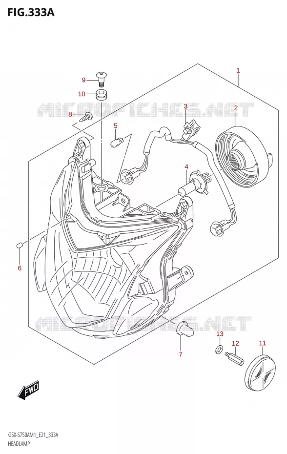 HEADLIGHT Suzuki MOTO 750 GSX-S 2021  GSX-S750A /​GSX-S750ZA M1 (E21)