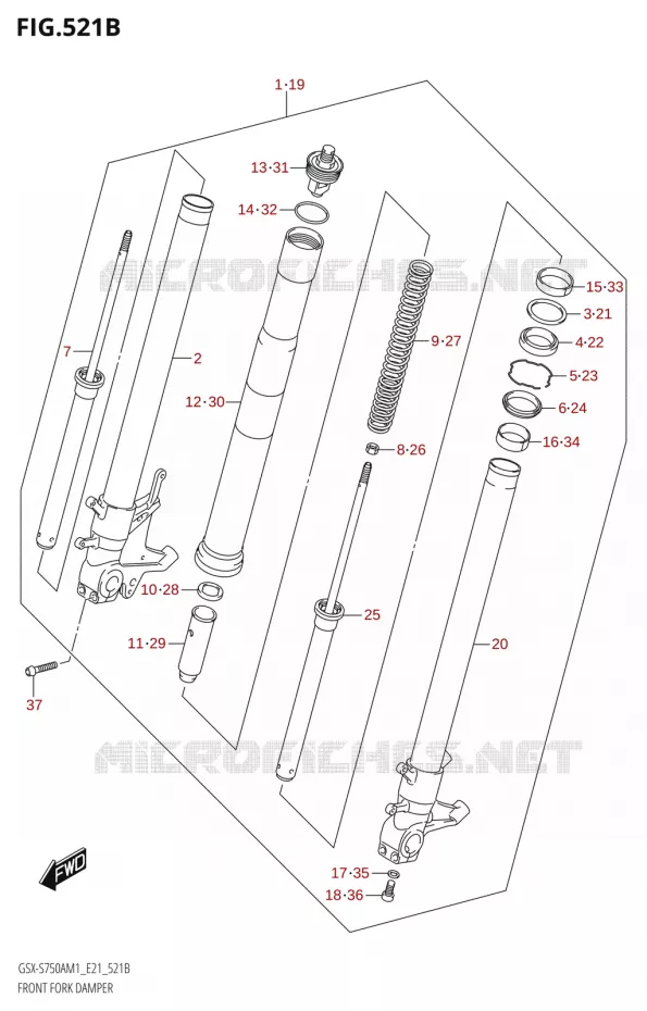 FRONT FORKRTISSEUR AVT (GSX-S750ZA,GSX-S750UQZ,GSX-S750WQZ) Suzuki MOTO 750 GSX-S 2021  GSX-S750UQ / ​GSX-S750UQZ M1 (E21)