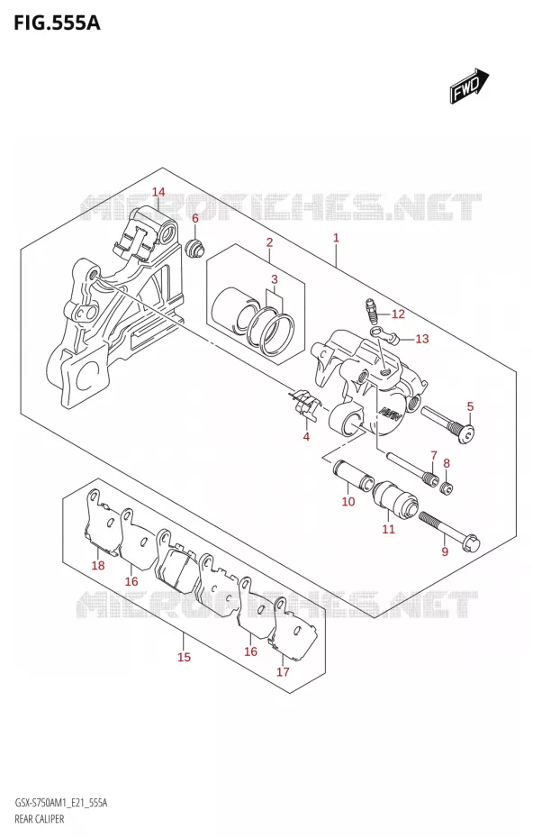 REAR CALIPER Suzuki MOTO 750 GSX-S 2021  GSX-S750UQ / ​GSX-S750UQZ M1 (E21)