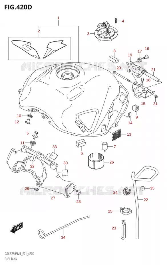 FUEL TANK ESS (GSX-S750ZA,GSX-S750UQZ,GSX-S750WQZ) Suzuki MOTO 750 GSX-S 2021  GSX-S750UQ / ​GSX-S750UQZ M1 (E21)