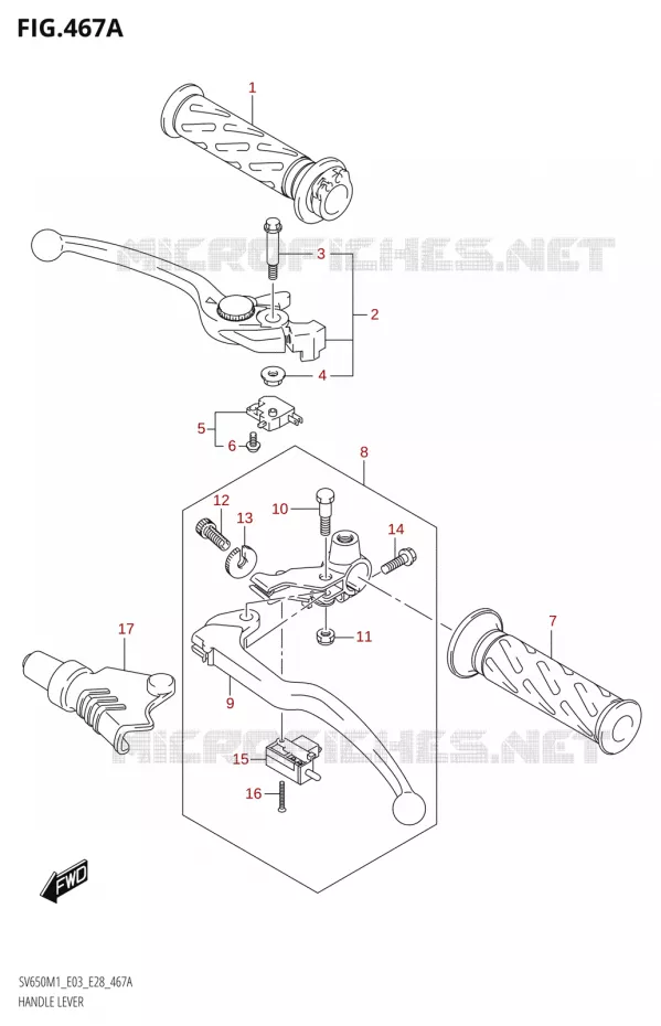 HANDGRIPS - LEVERS  Suzuki MOTO 650 SV 2021  SV650 M1 (E03,E28,E33)
