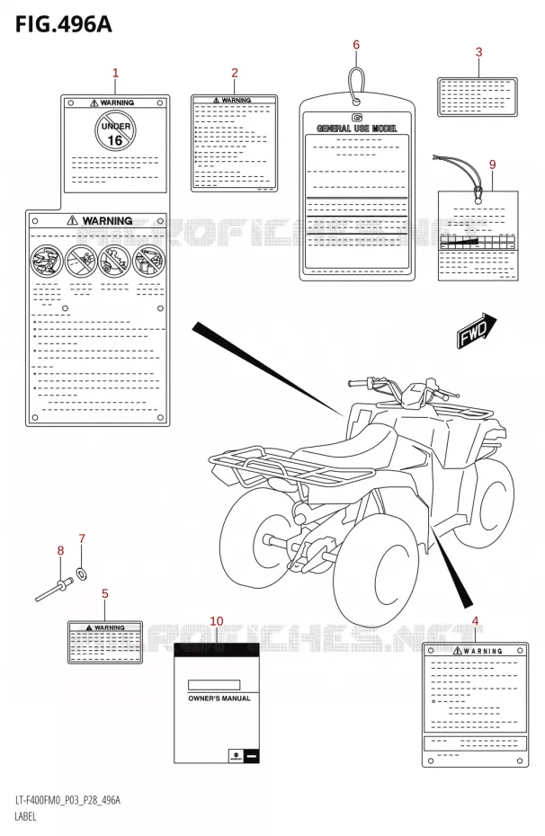 LABEL (LT-F400FM0 P03) Suzuki QUAD 400 KINGQUAD 2020  LT-F400F (P03)