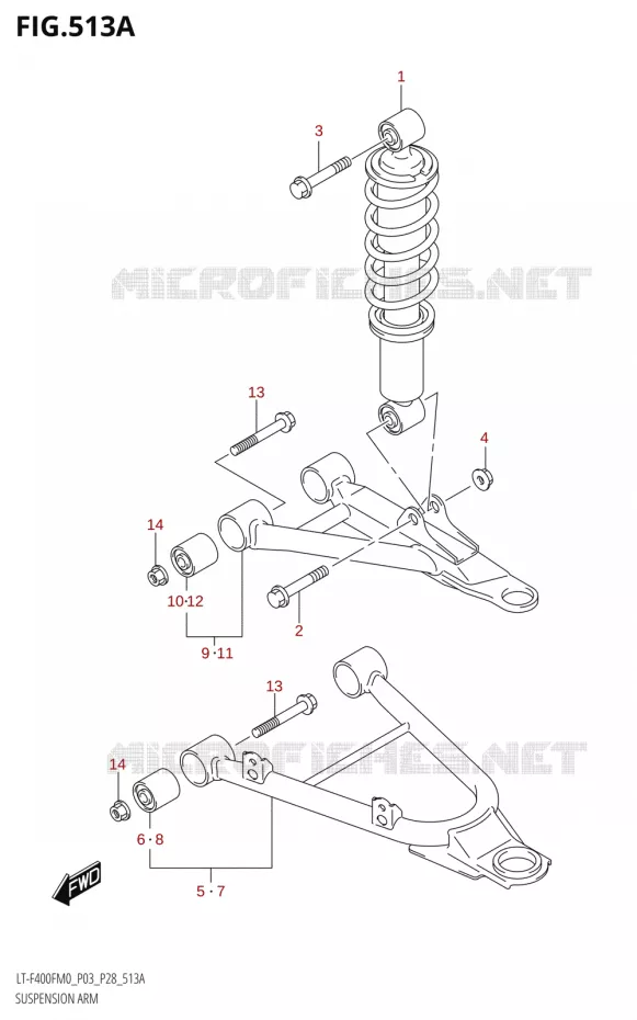 SHOCK ABSORBER - WISHBONE Suzuki QUAD 400 KINGQUAD 2020  LT-F400F (P03)