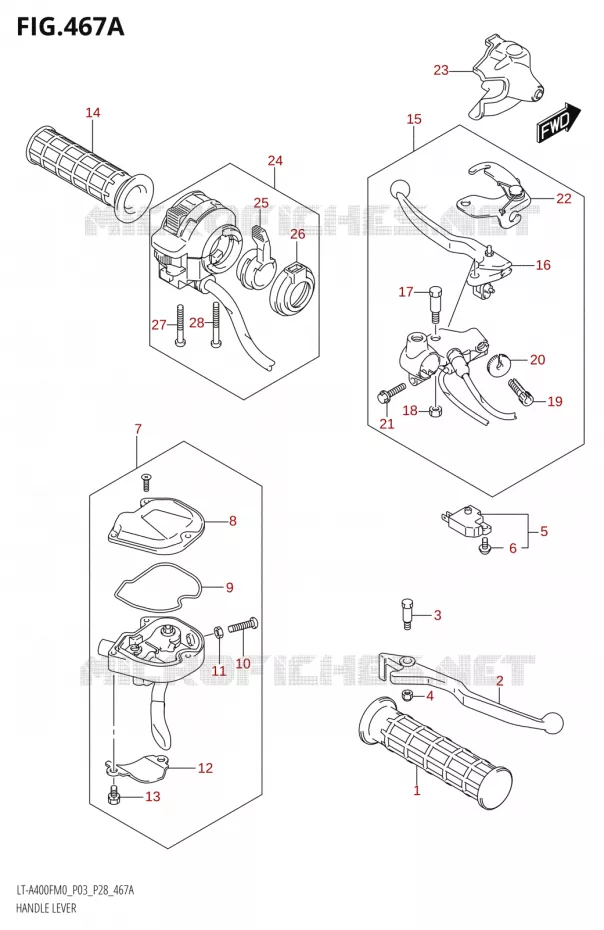 HANDGRIPS - LEVERS  Suzuki QUAD 400 KINGQUAD 2020  LT-F400FZ M0 (P03)