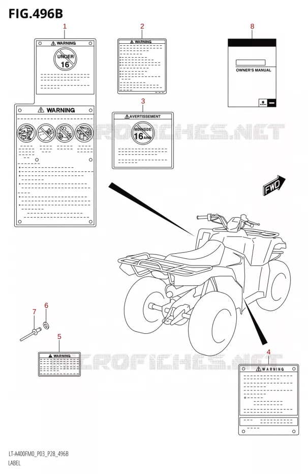 LABEL (LT-A400FM0 P28) Suzuki QUAD 400 KINGQUAD 2020  LT-F400FZ M0 (P03)