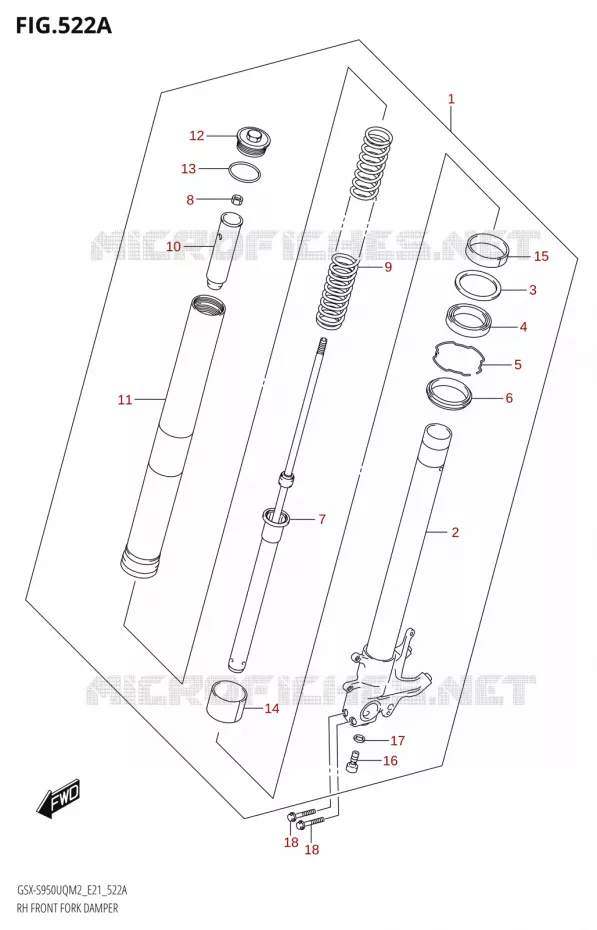 RIGHT FRONT FORK LEG Suzuki MOTO 950 GSX-S 2022  GSX-S950UQM2 (E21)