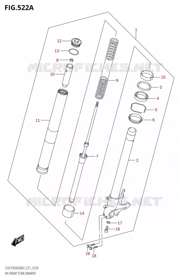 RIGHT FRONT FORK LEG Suzuki MOTO 950 GSX-S 2022  GSX-S950WQM2 (E21)