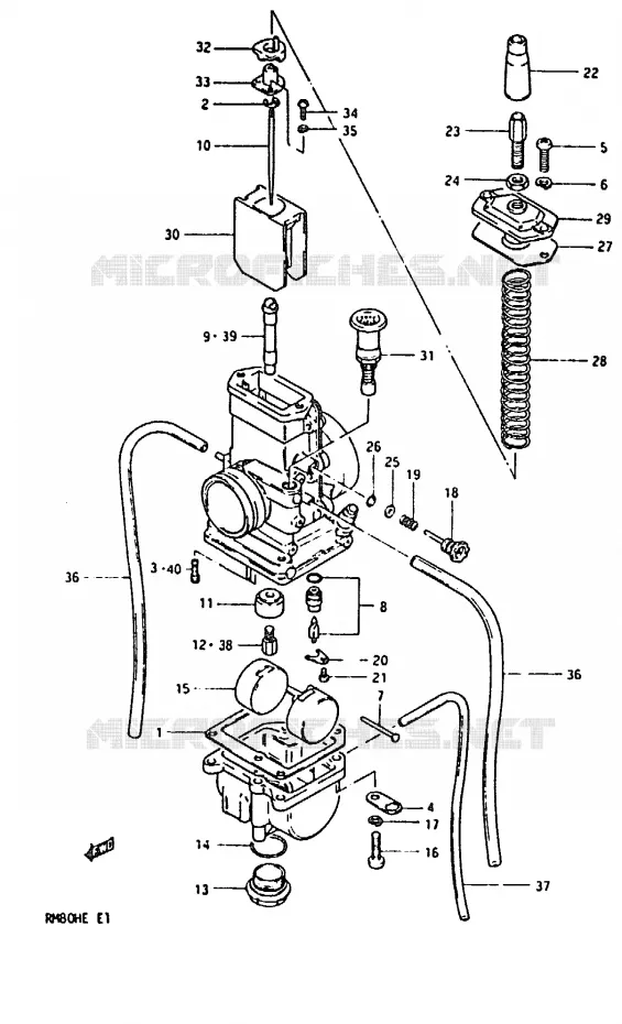 CARBURETOR (MODEL E) Suzuki MOTO 80 RM 1983  RM80HD(D/E)