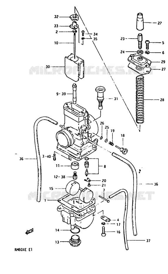 CARBURETOR (MODEL E) Suzuki MOTO 80 RM 1983  RM80XD(D/E)