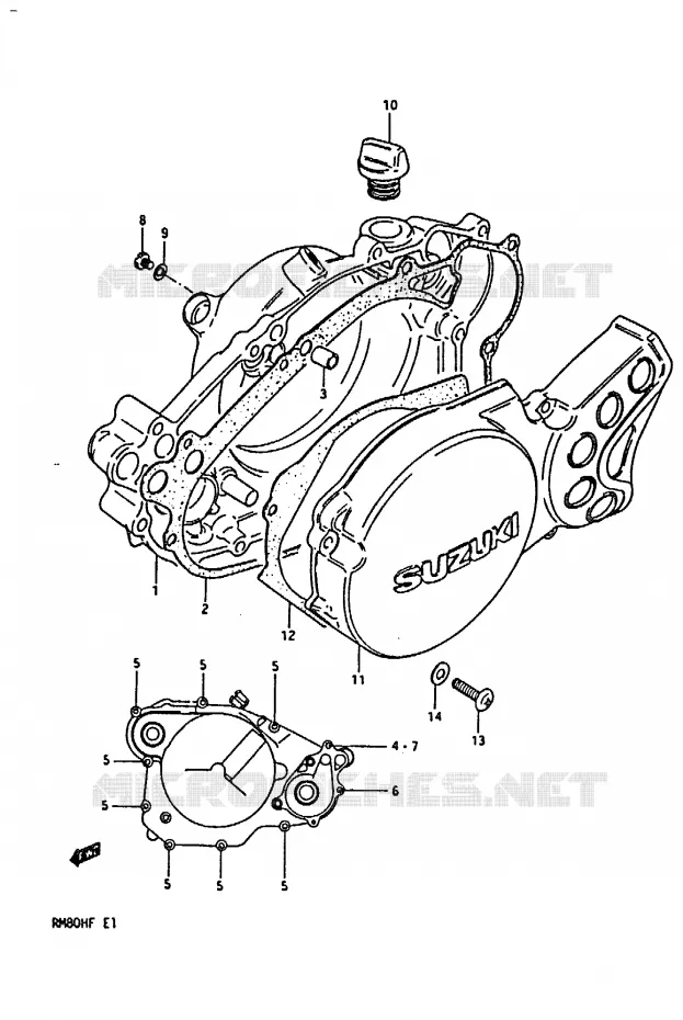 CRANKCASE COVER Suzuki MOTO 80 RM 1985  RM80HF