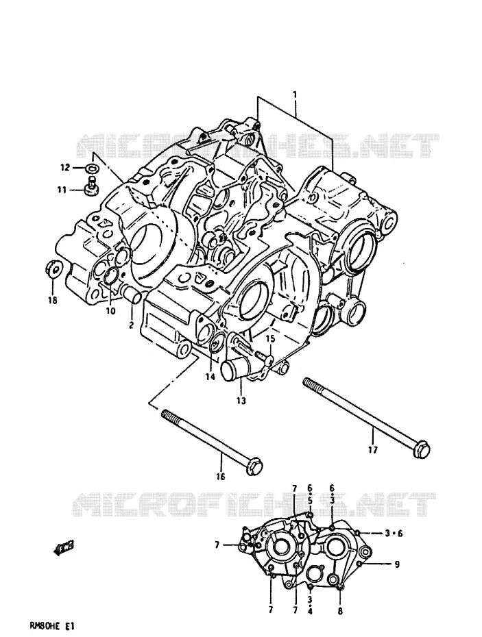 CRANKCASE Suzuki MOTO 80 RM 1984  RM80HE(D/E)