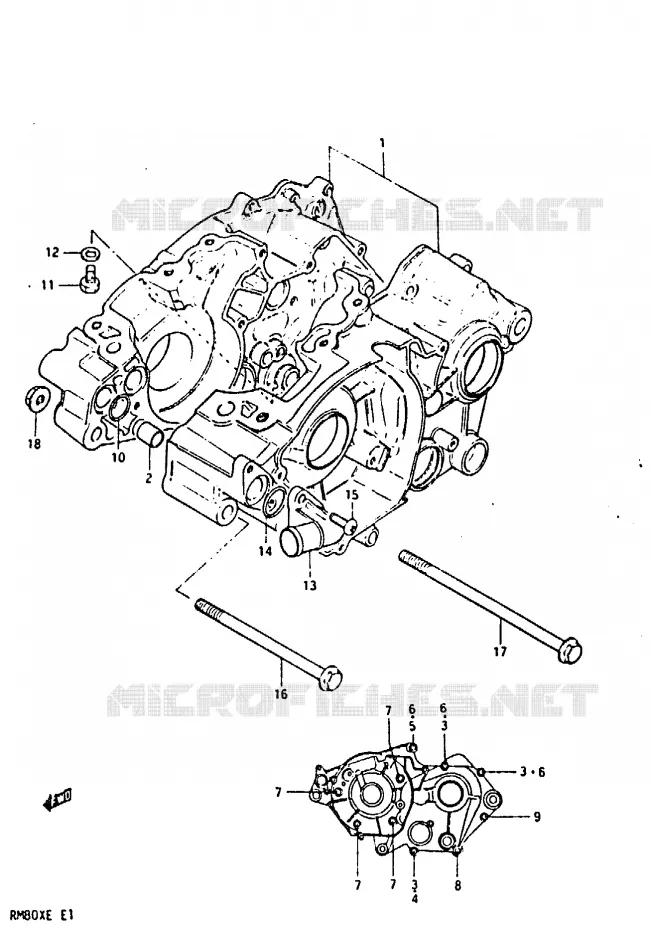 CRANKCASE Suzuki MOTO 80 RM 1984  RM80XE(D/E)