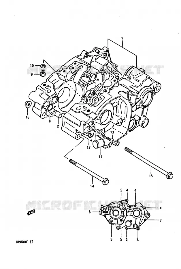 CRANKCASE Suzuki MOTO 80 RM 1985  RM80HF