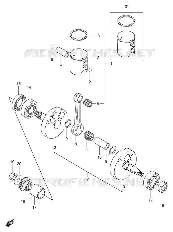CRANKSHAFT Suzuki MOTO 80 RM 1996  RM80T(E24)