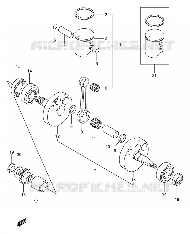 CRANKSHAFT Suzuki MOTO 80 RM 2000  RM80XY(P2)