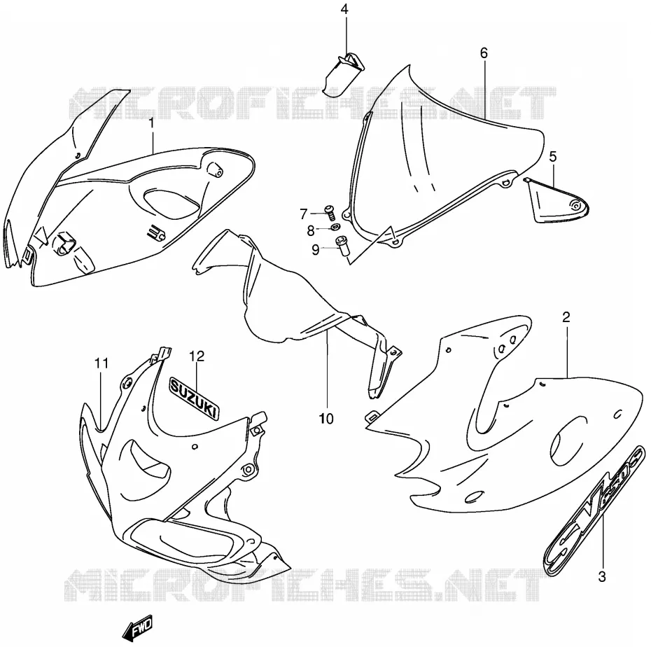 FAIRING (SV650SK1) Suzuki MOTO 650 SV 2002  SV650K2(E2)