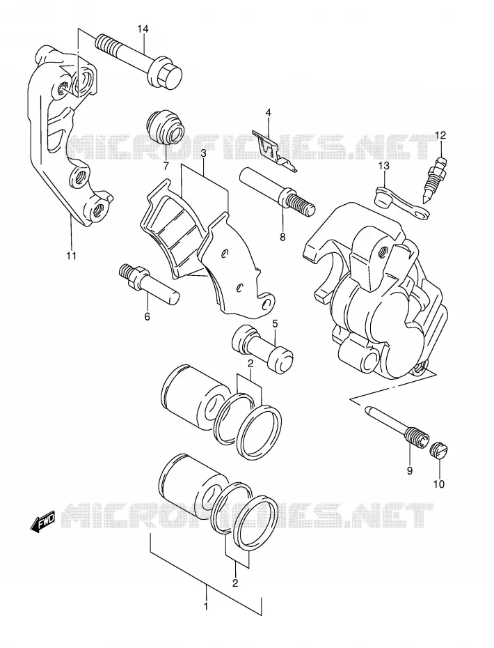 FRONT CALIPER (MODEL T) Suzuki MOTO 250 RMX 1990  RMX250L(E1)