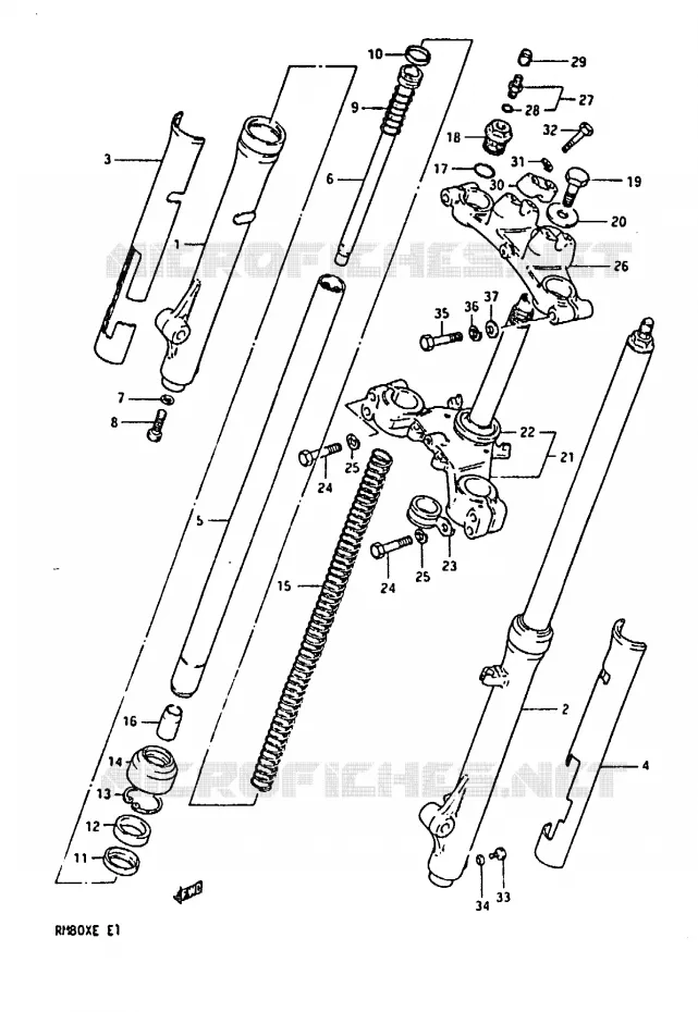 FRONT FORK (MODEL E) Suzuki MOTO 80 RM 1983  RM80XD(D/E)