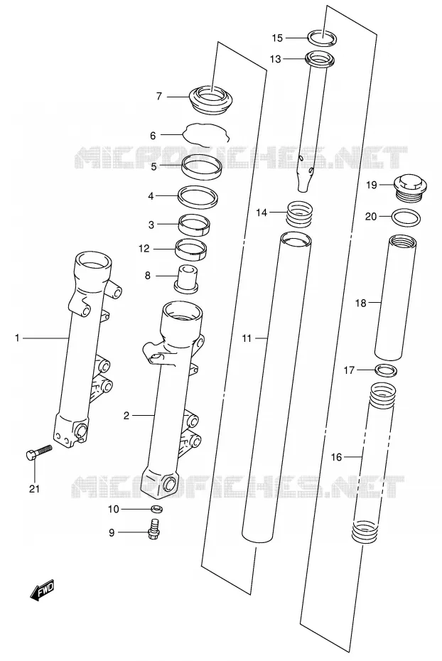 FRONT FORK (MODEL K1) Suzuki MOTO 650 SV 2000  SV650UY(E2)