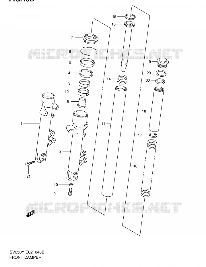FRONT FORK (MODEL K2) Suzuki MOTO 650 SV 2001  SV650K1(E2)