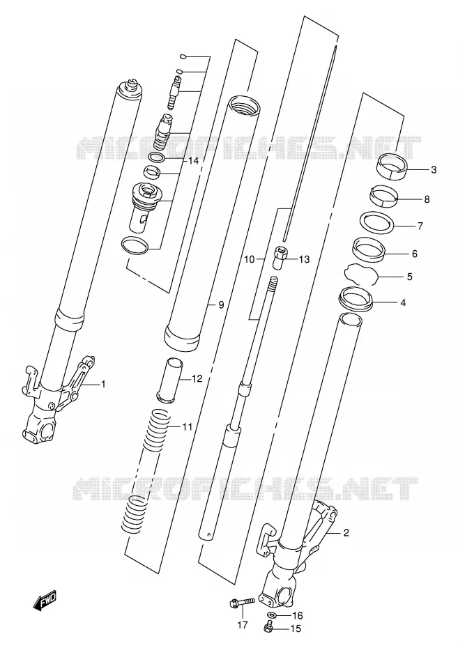 FRONT FORK (MODEL V) Suzuki MOTO 1000 TL-S 2001  TL1000SK1(E2)
