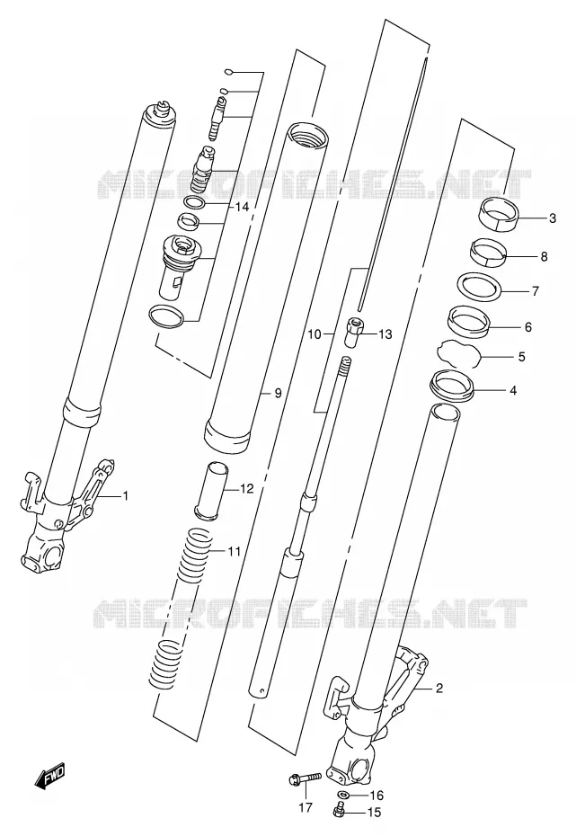 FRONT FORK (MODEL W/X/Y/K1) Suzuki MOTO 1000 TL-S 1997  TL1000SV(E2)