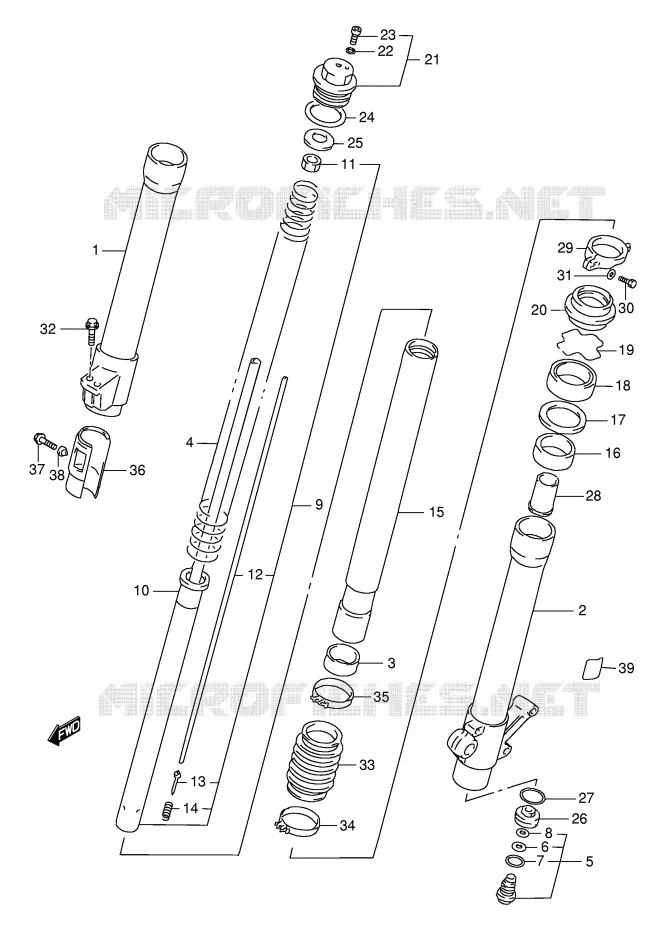 FRONT FORK Suzuki MOTO 250 RMX 1998  RMX250SW(E24)