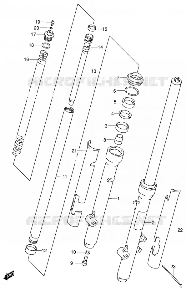 FRONT FORK Suzuki MOTO 80 RM 2001  RM80K1(P3/P28)
