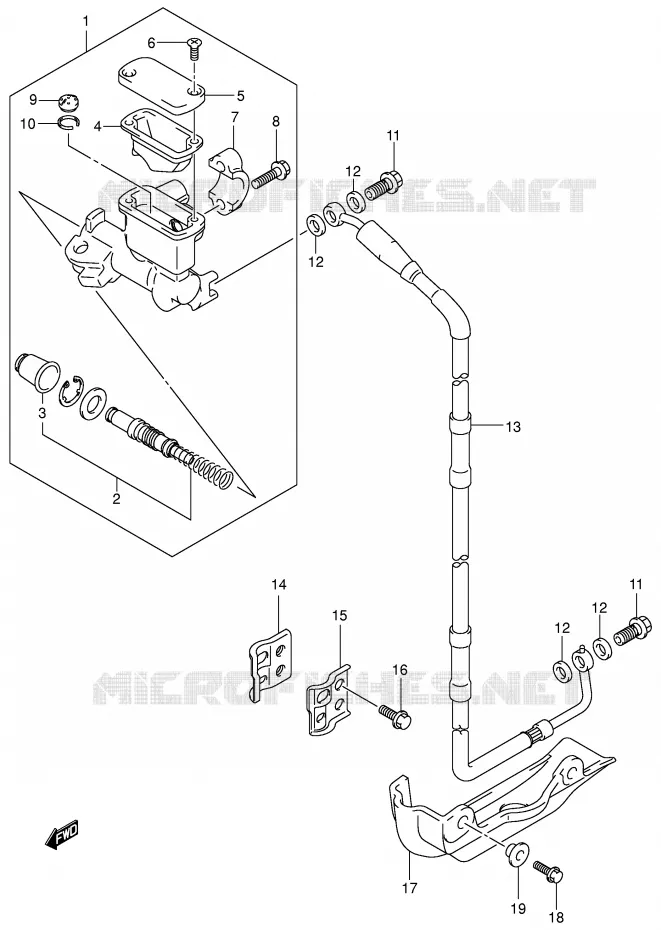 FRONT MASTER CYLINDER (MODEL K1/K2/K3) Suzuki MOTO 125 RM 2003  RM125K3