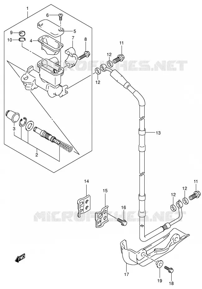 FRONT MASTER CYLINDER (MODEL K1/K2/K3) Suzuki MOTO 250 RM 2003  RM250K3(E3/E28)