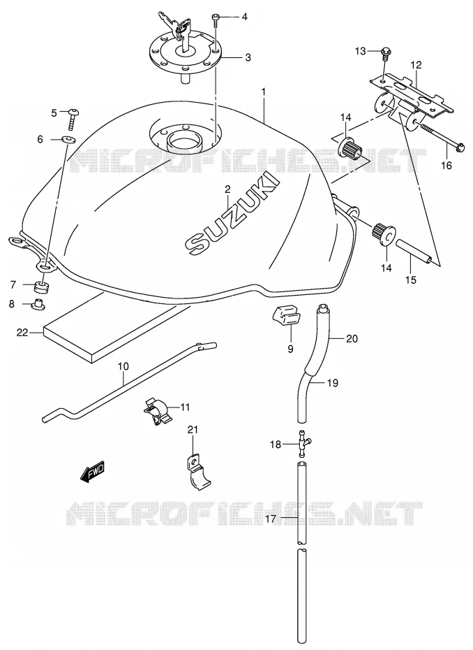 FUEL TANK (MODEL K1) Suzuki MOTO 650 SV-S 2000  SV650SY(E2)