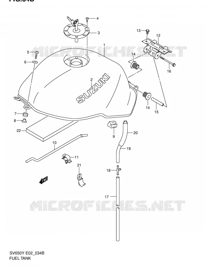 FUEL TANK (MODEL K2) Suzuki MOTO 650 SV 2001  SV650K1(E2)