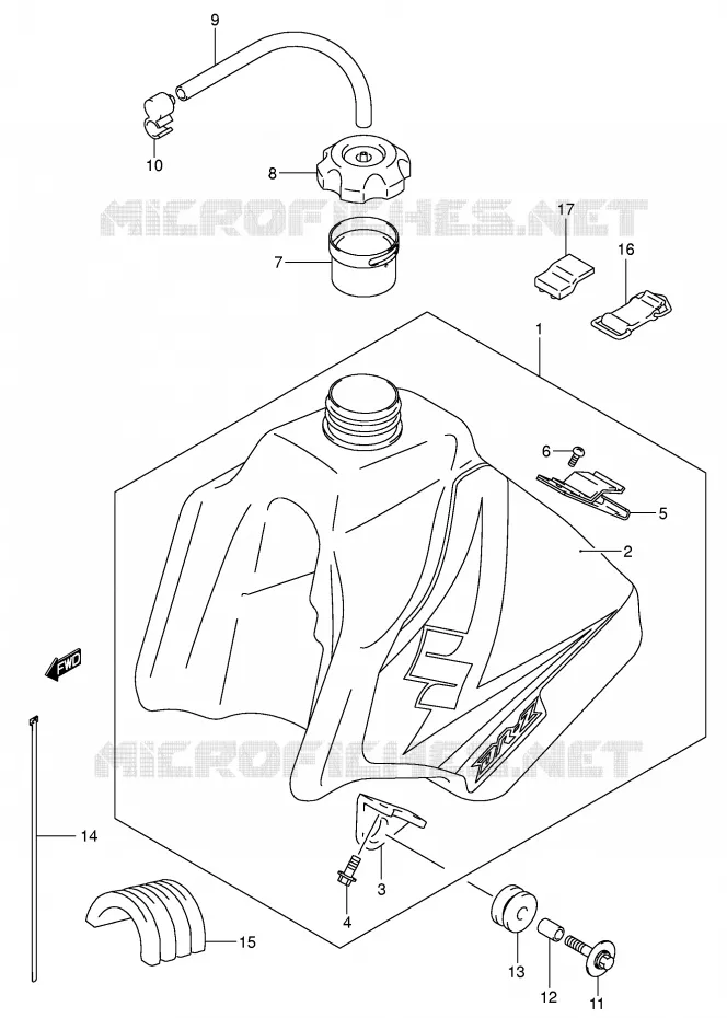FUEL TANK (MODEL K5) Suzuki MOTO 250 DR-Z 2001  DR-Z250K1(E24)