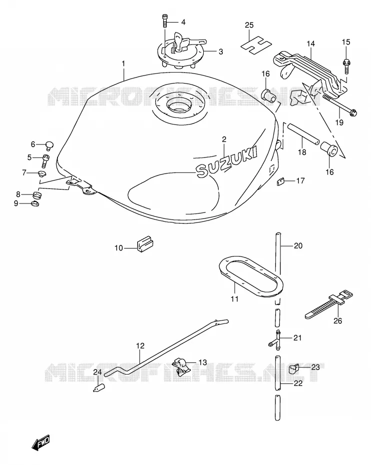 FUEL TANK (MODEL V/W) Suzuki MOTO 1000 TL-S 1998  TL1000SW(E2)