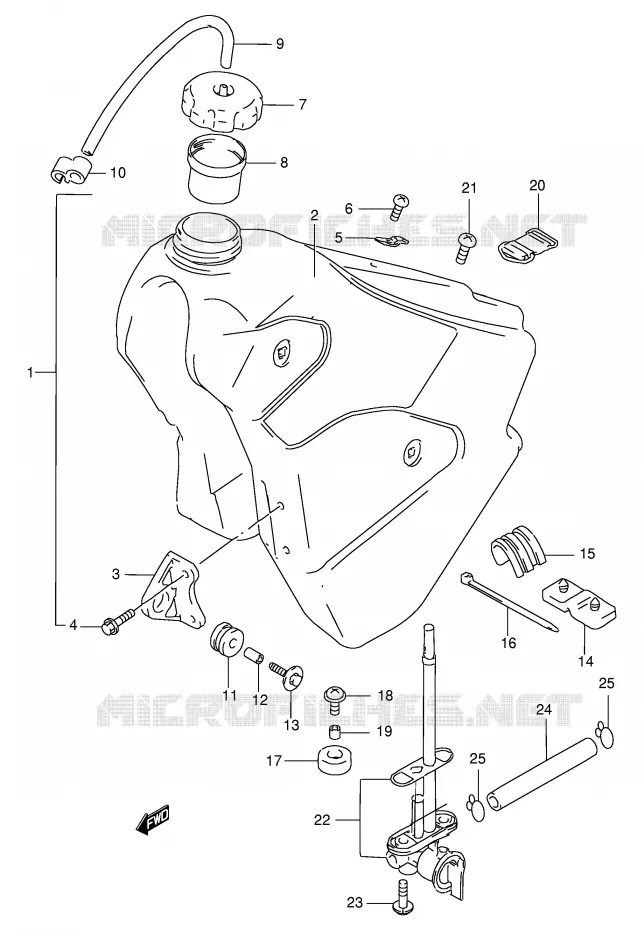 FUEL TANK (MODEL X) Suzuki MOTO 250 RMX 1998  RMX250SW(E24)