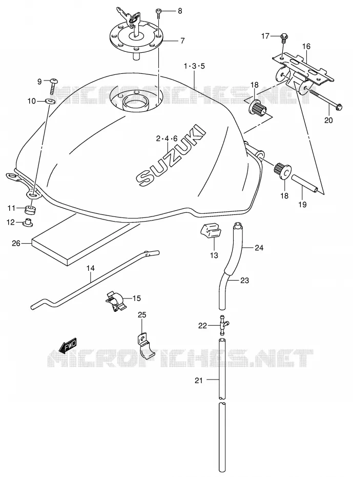 FUEL TANK (MODEL X/Y) Suzuki MOTO 650 SV 2002  SV650K2(E2)