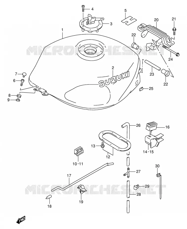 FUEL TANK (MODEL Y/K1) Suzuki MOTO 1000 TL-S 1997  TL1000SV(E2)