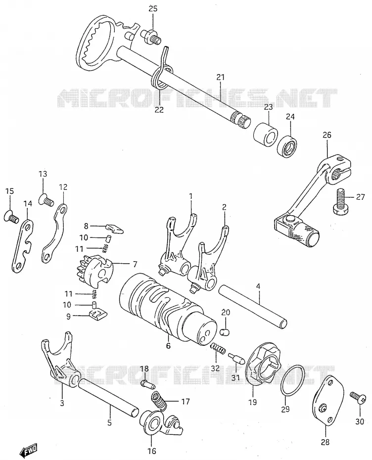 GEAR SHIFTING ASSY Suzuki MOTO 50 Autres-modeles 2000  SMX50Y