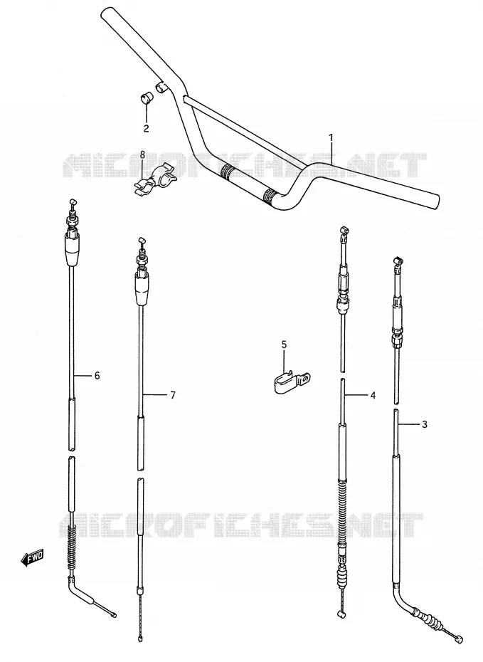 HANDLEBAR - CABLES Suzuki MOTO 80 RM 1986  RM80G(E28)