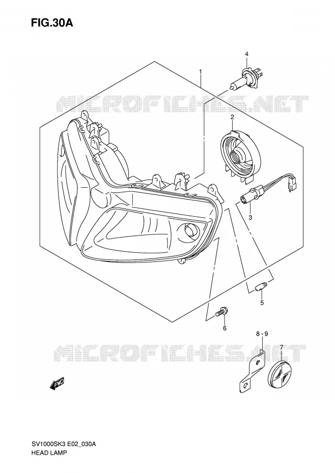 HEADLIGHT (SV1000S E24) Suzuki MOTO 1000 SV 2003  SV1000U2K3(E2)