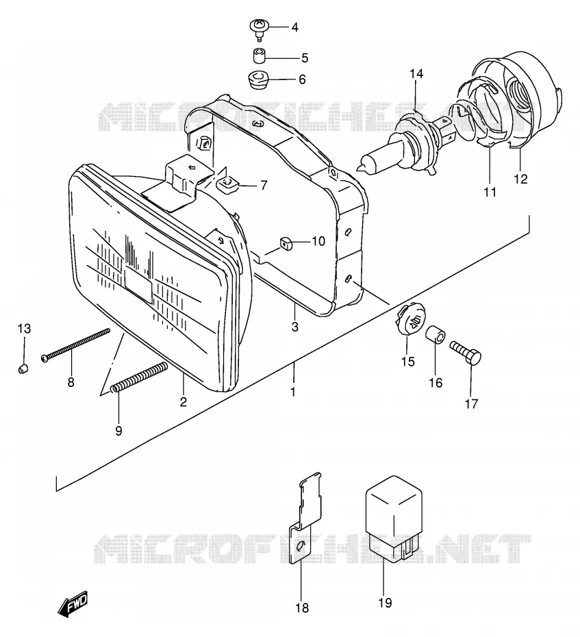 HEADLIGHT Suzuki MOTO 250 RMX 1998  RMX250SW(E24)