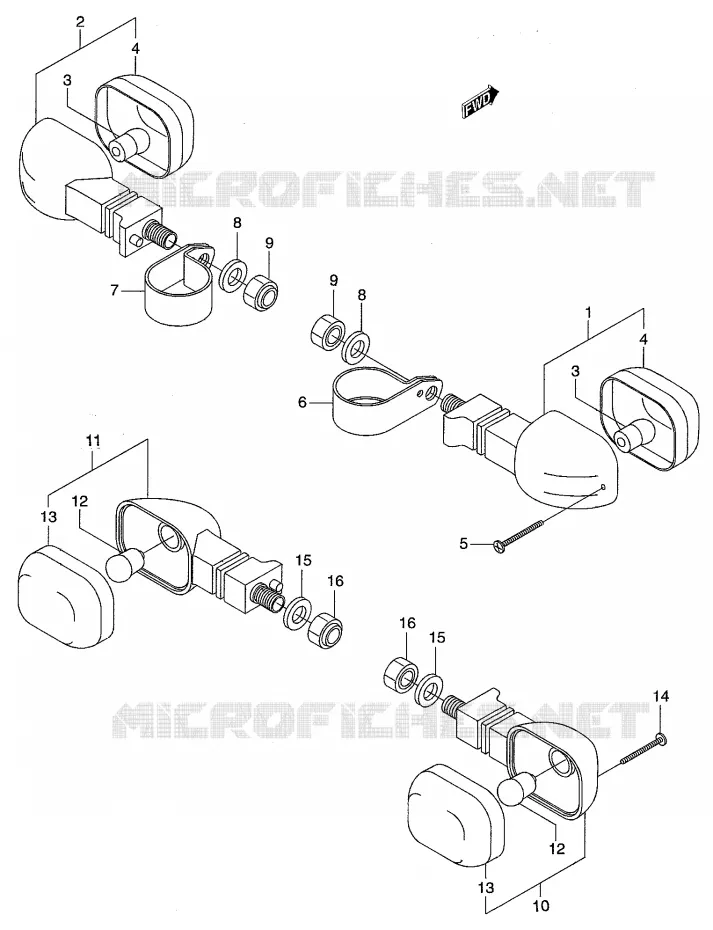 INDICATORS (EXCEP MODEL W P4, P53) Suzuki MOTO 50 RMX 2001  RMX50K1