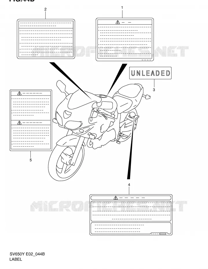 LABEL (MODEL K2) Suzuki MOTO 650 SV-S 2001  SV650SK1(E2)