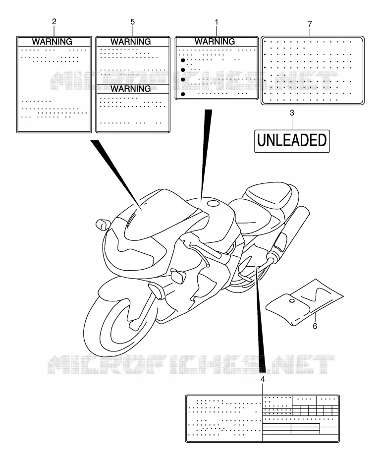 LABEL (MODEL W/X/Y) Suzuki MOTO 1000 TL-R 1999  TL1000RX(E2)