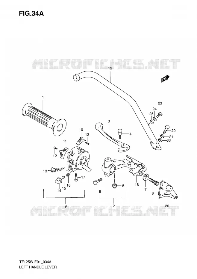 LEFT LEVER - HANDGRIP (E6, E24) Suzuki MOTO 125 Autres-modeles 1999  TF125X(E1)