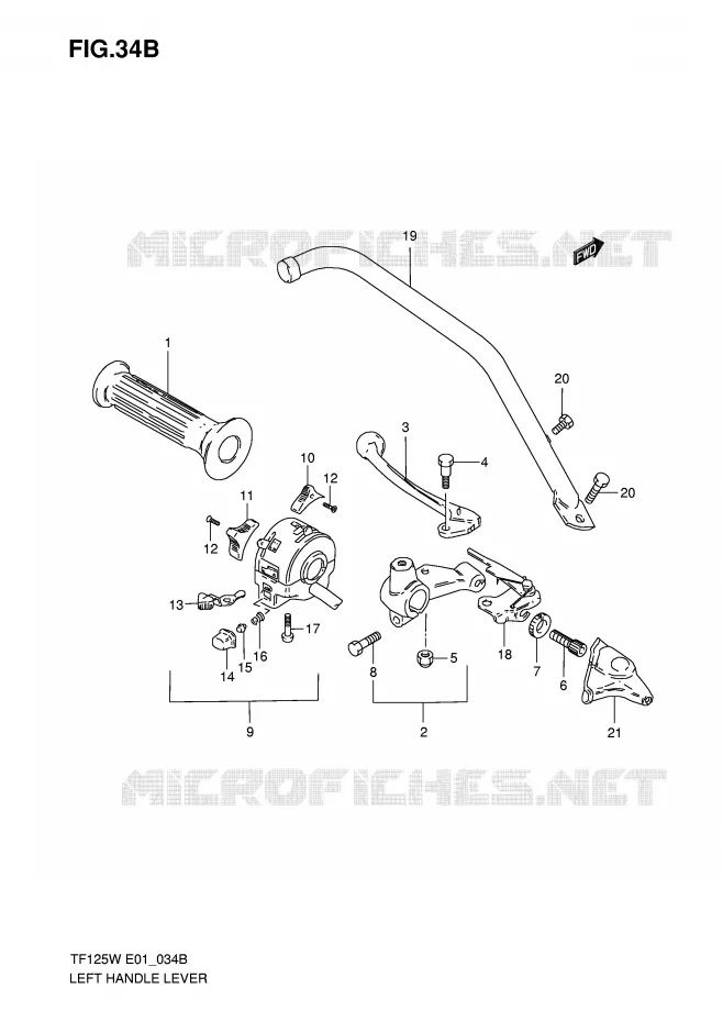 LEFT LEVER - HANDGRIP (MODEL W/K5) Suzuki MOTO 125 Autres-modeles 2005  TF125K5(E1)
